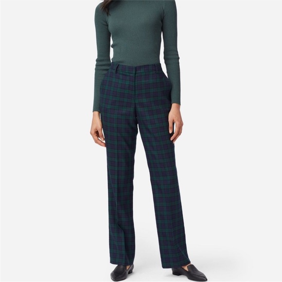 PENDLETON Blackwatch Plaid 100% Virgin Wool High Rise Straight Leg Pants 2P - Picture 1 of 11